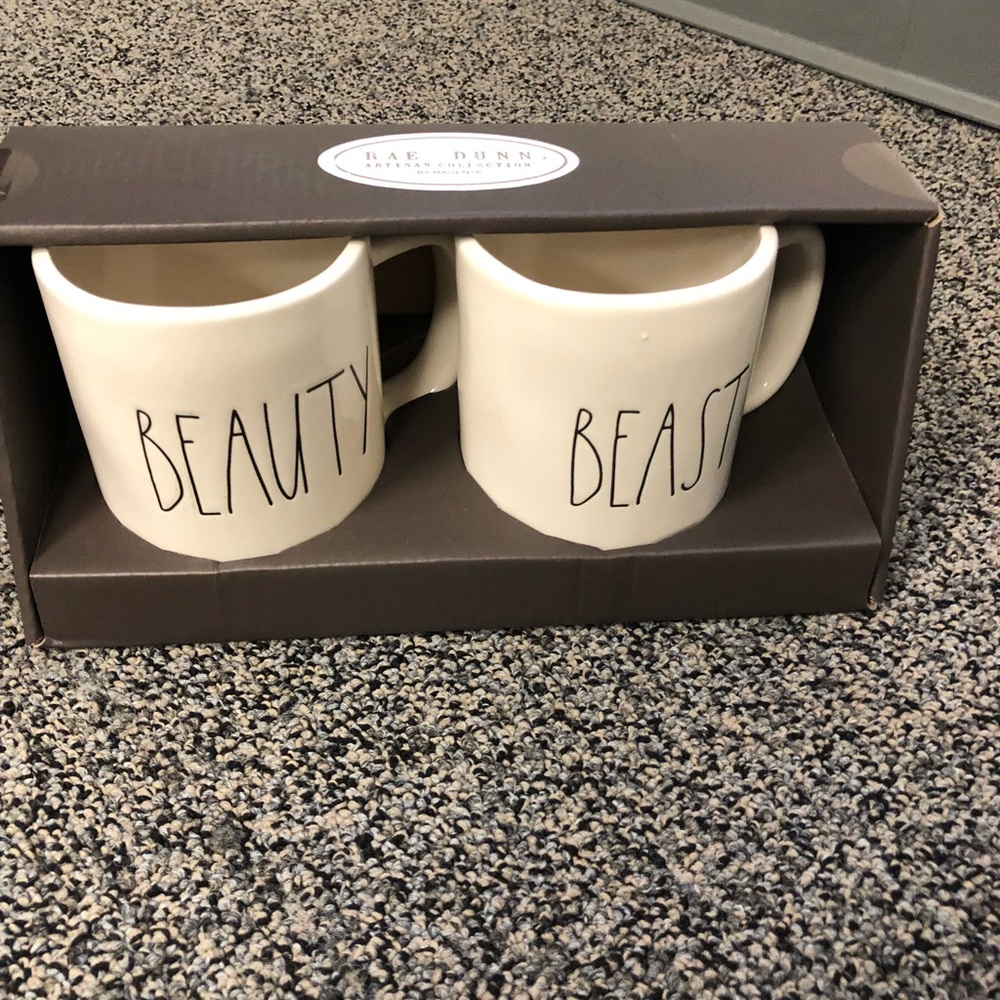 2 PC boxed set Rae Dunn beauty and beast LL mugs